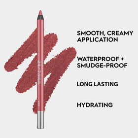 URBAN DECAY swatch on arm of Rush pink-mauve, shows color payoff and pearl
