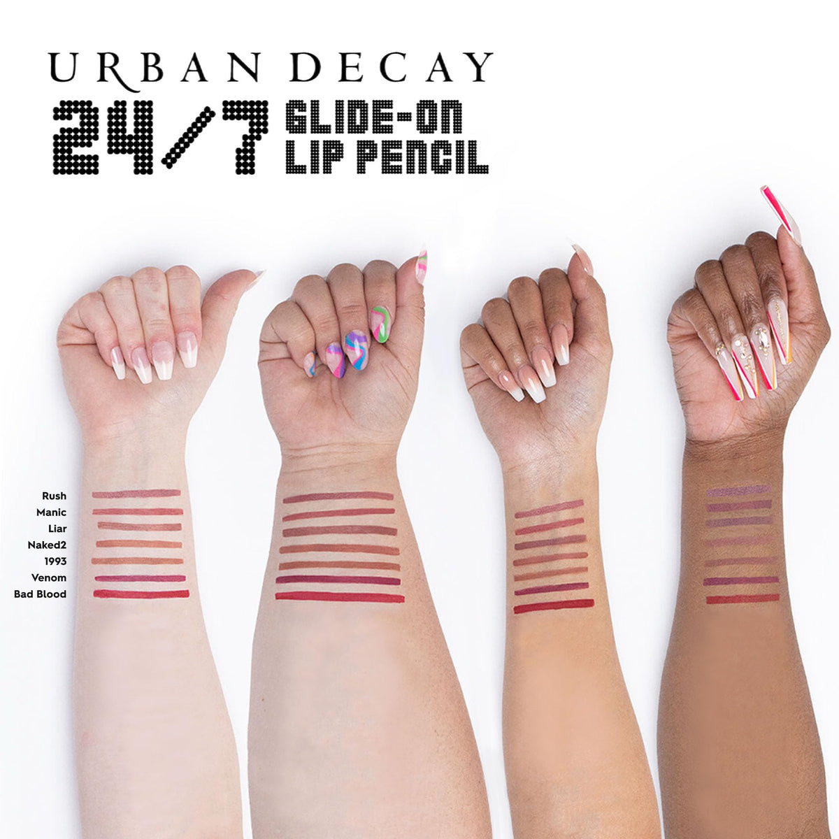 URBAN DECAY texture shot of the pencil core, emphasizes moisturizing formula