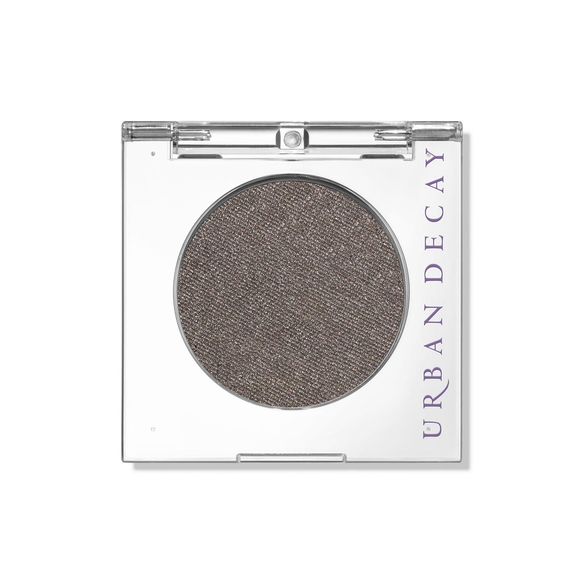 URBAN DECAY Mushroom front pan showing gunmetal shimmer and compact finish benefits