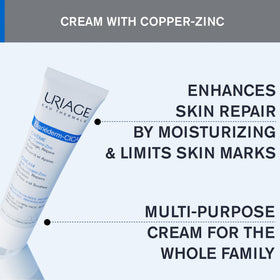 Uriage cream applied on hands demonstrating soothing and repair