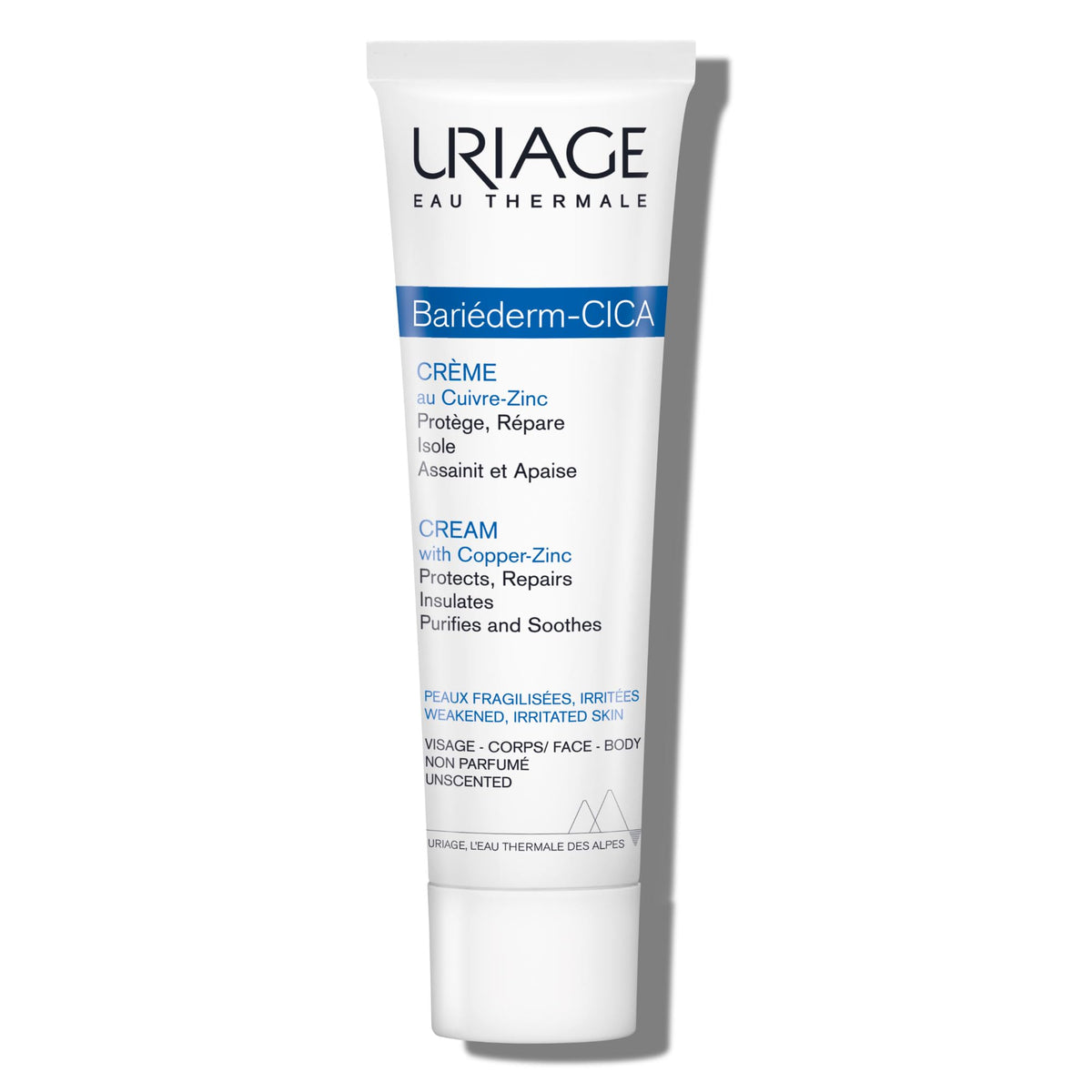 Uriage tube front view showing product branding and soothing benefit