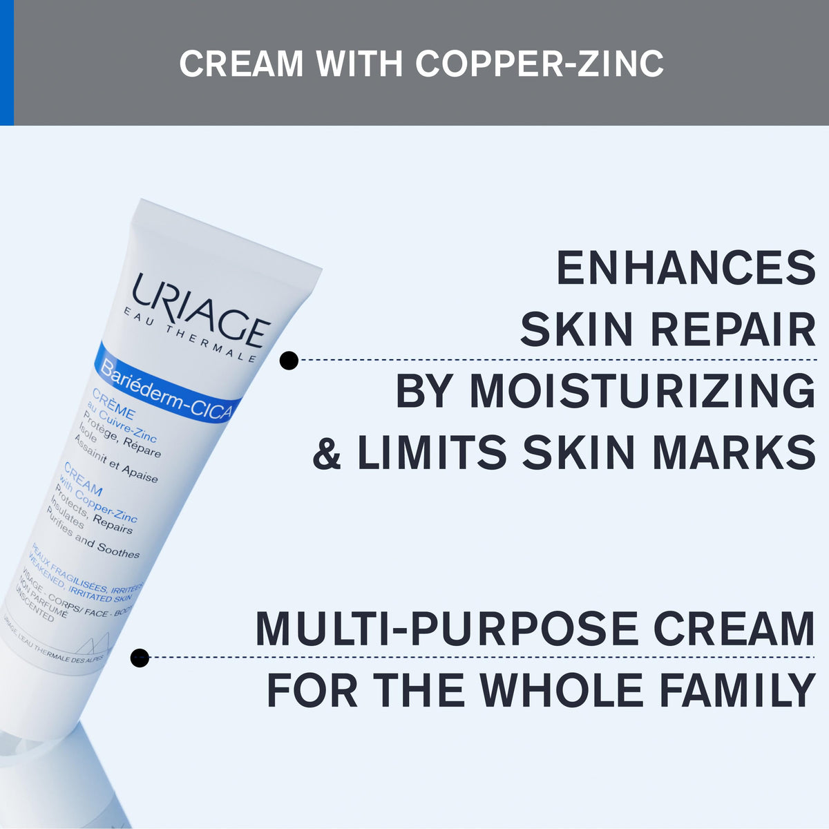 Uriage Bariéderm-CICA applied to hand to demonstrate quick comfort and absorption