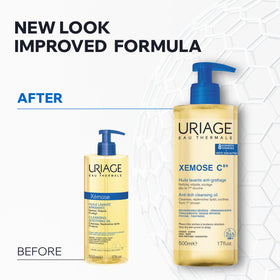 Uriage bottle styled on bathroom shelf to show lifestyle and mild fragrance appeal