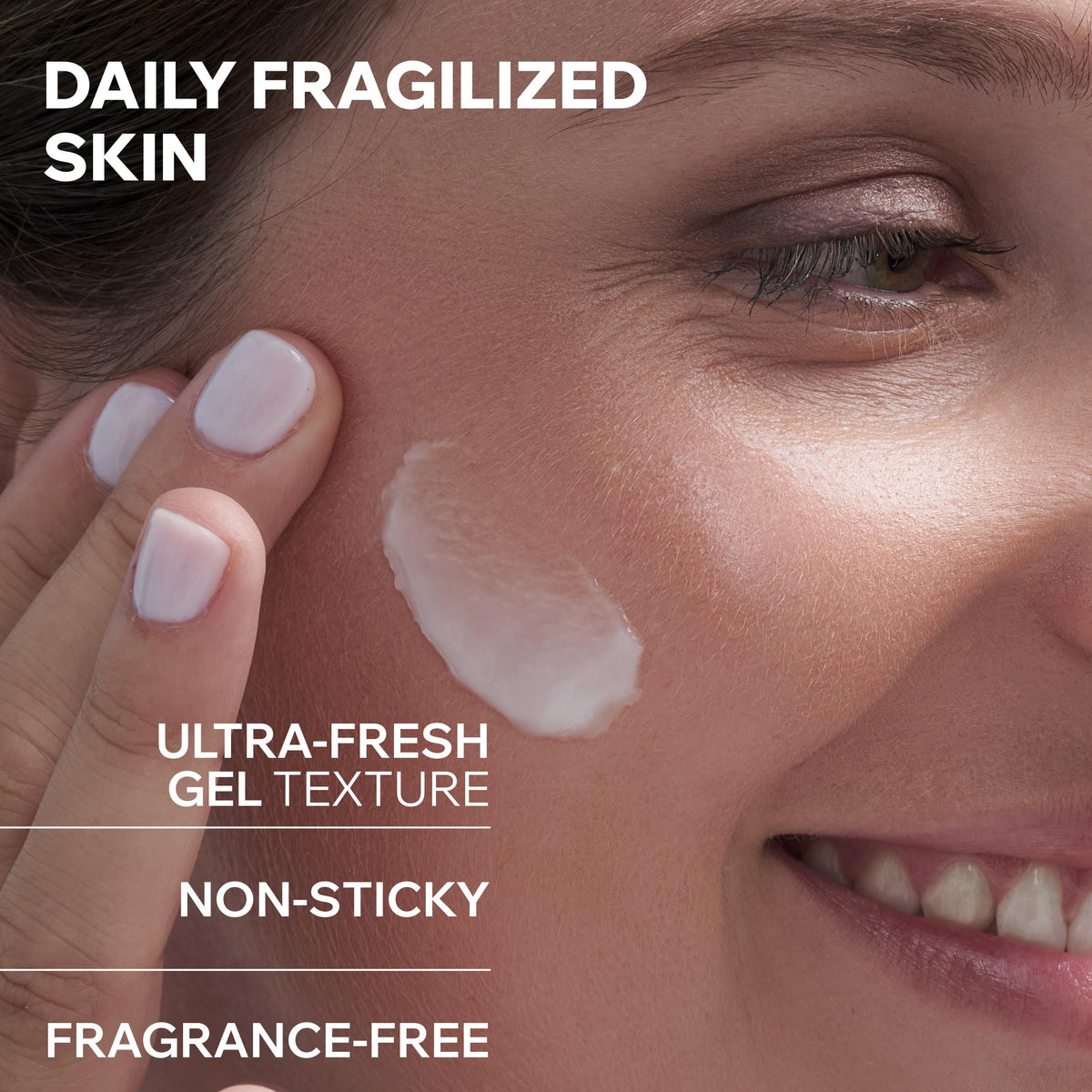 Uriage cream dispensed on fingertip showing quick-absorbing amount