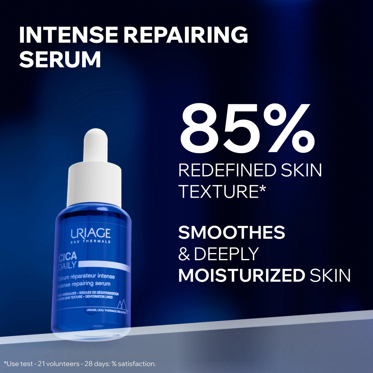Uriage pump closeup highlighting precise dispensing and hygienic use benefits