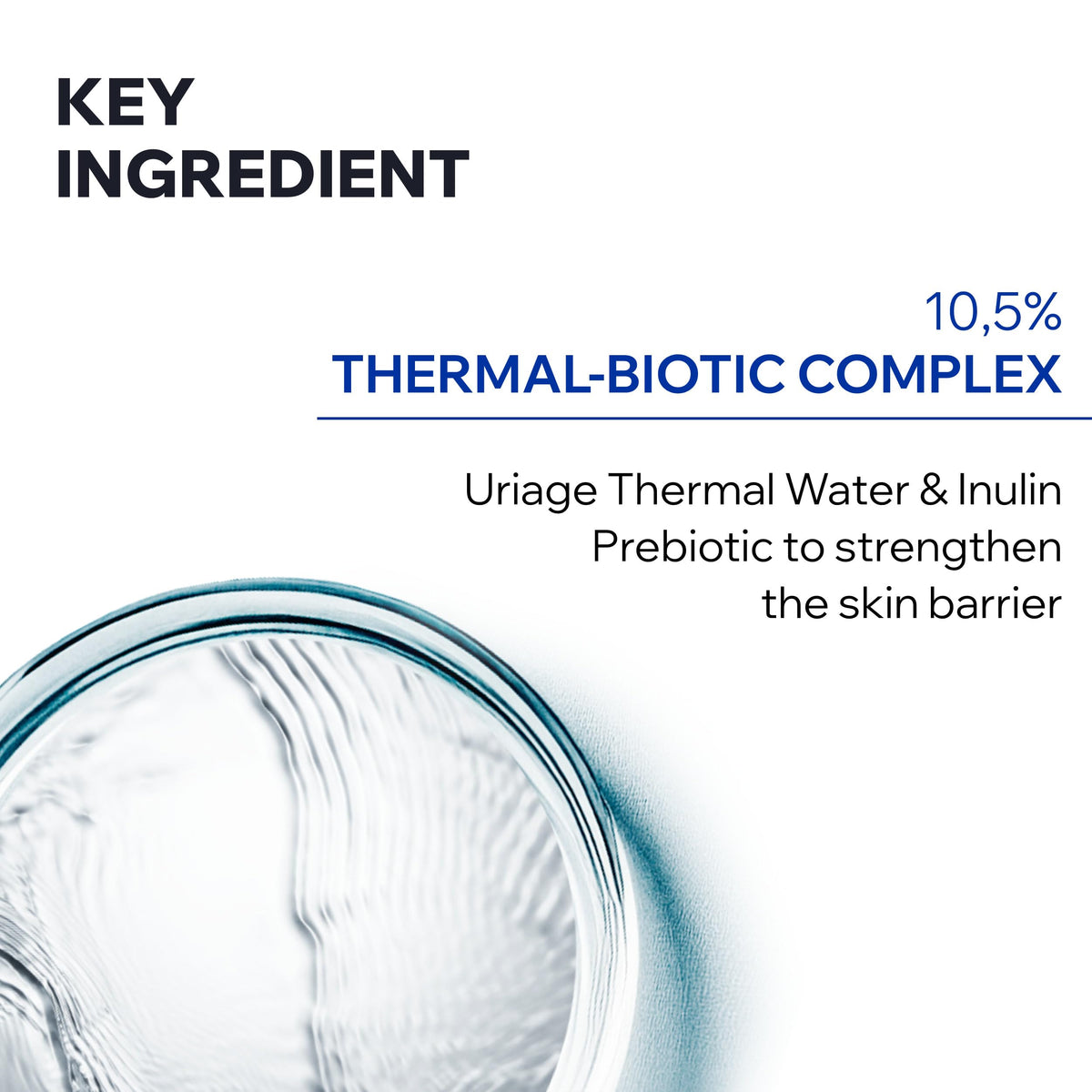 Uriage gel applied on hand demonstrating non-greasy absorption benefit
