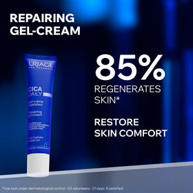 Uriage gel-cream texture close-up showing lightweight hydrating finish