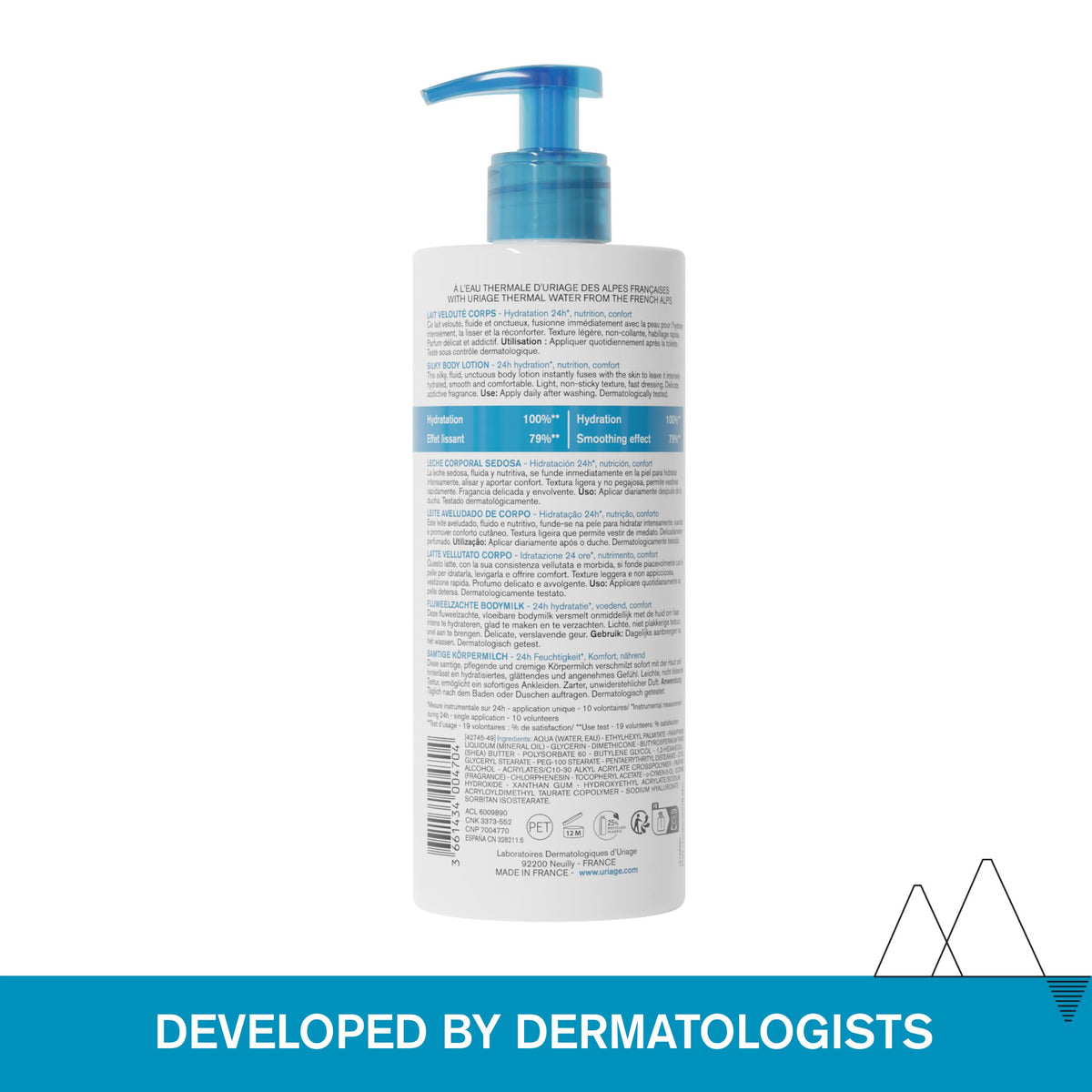 Uriage bottle styled on bathroom counter suggesting daily routine integration benefit