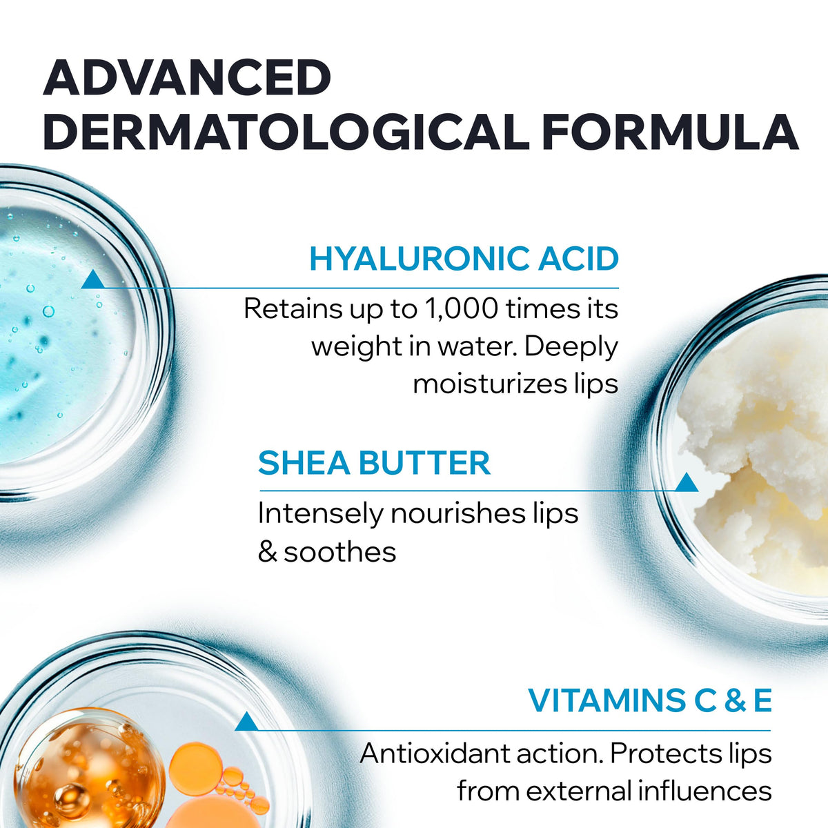 Uriage lip balm with shea butter visual emphasizing deep nourishment benefit