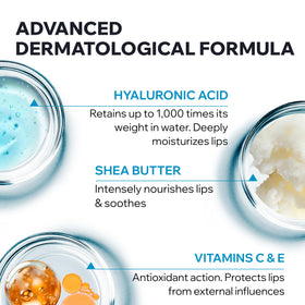 Uriage lip balm with shea butter visual emphasizing deep nourishment benefit