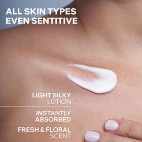 Uriage silky lotion texture swatch illustrating lightweight, fast-absorbing feel