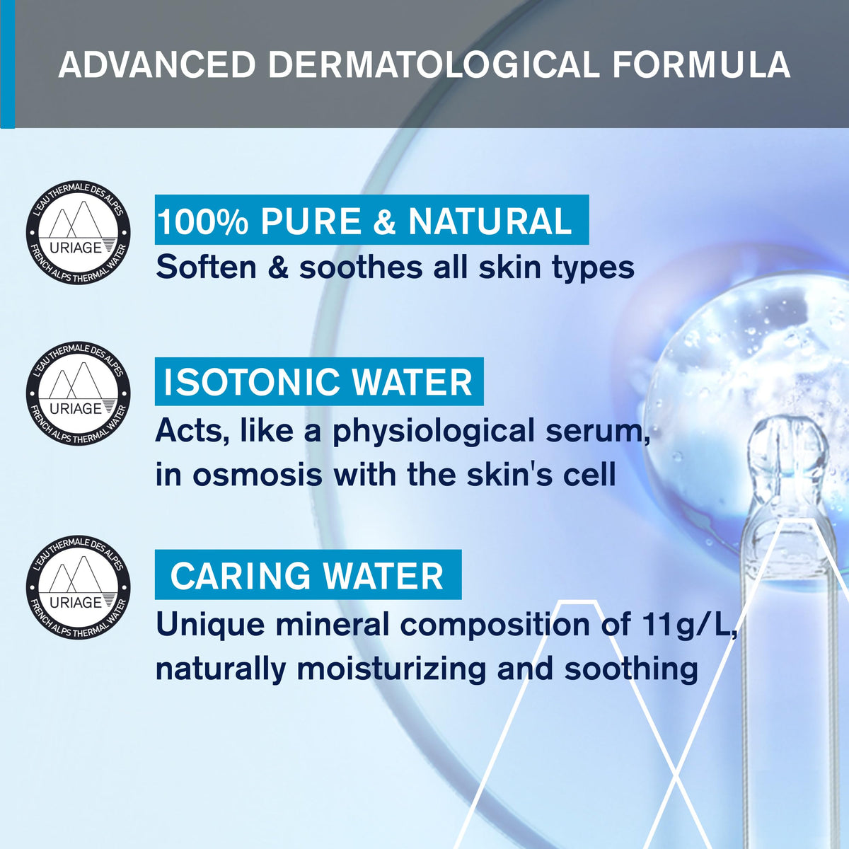 Uriage label detailing minerals and soothing properties