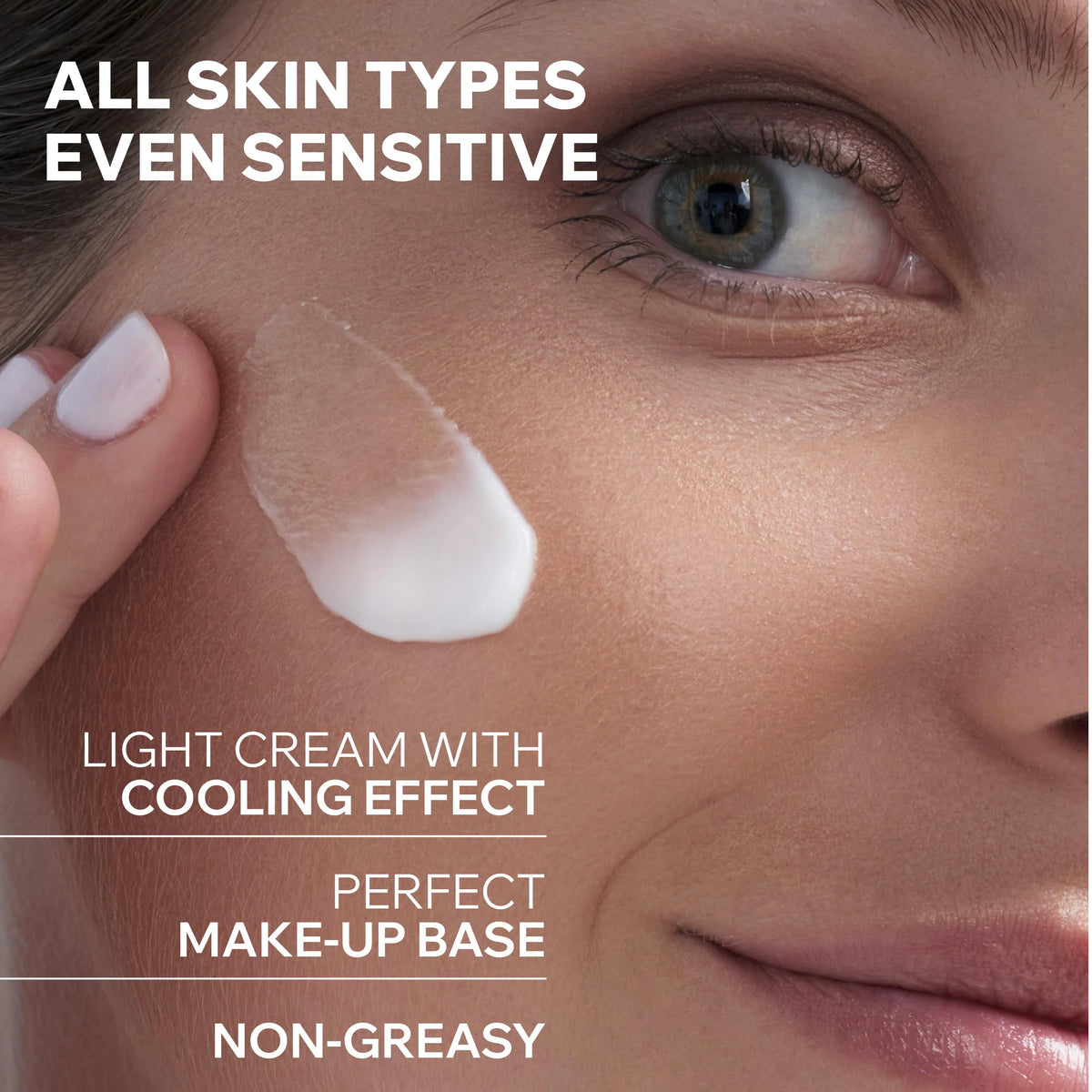 Uriage cream being dispensed, convenient application and non-greasy finish