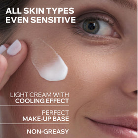 Uriage cream being dispensed, convenient application and non-greasy finish