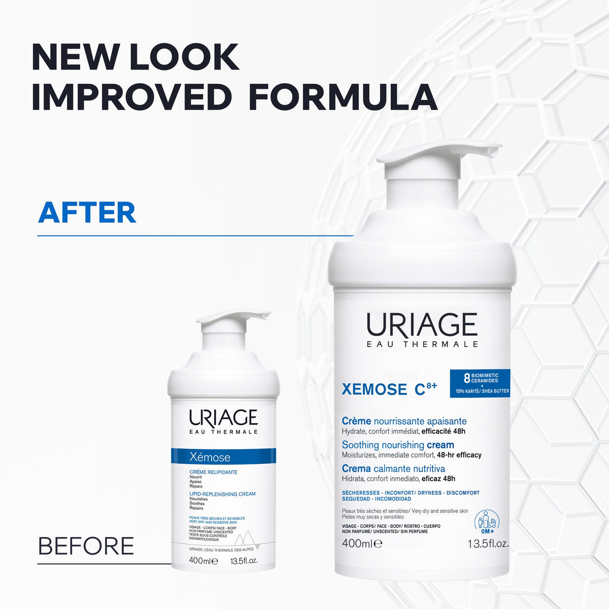 Uriage Xemose on bathroom shelf in lifestyle setting for daily routine