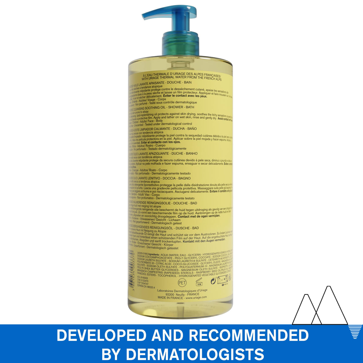 Uriage Xemose ingredient label with Thermal Water callout showing soothing components