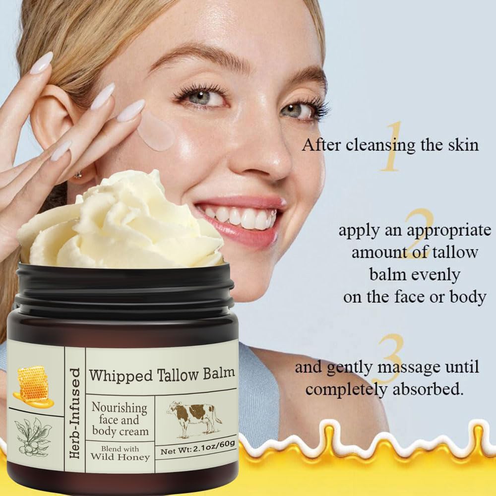 URQT tallow used as face spot treatment showing gentle nourishing effect