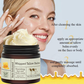 URQT tallow used as face spot treatment showing gentle nourishing effect