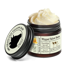 URQT beef tallow front jar showing label and natural packaging benefit