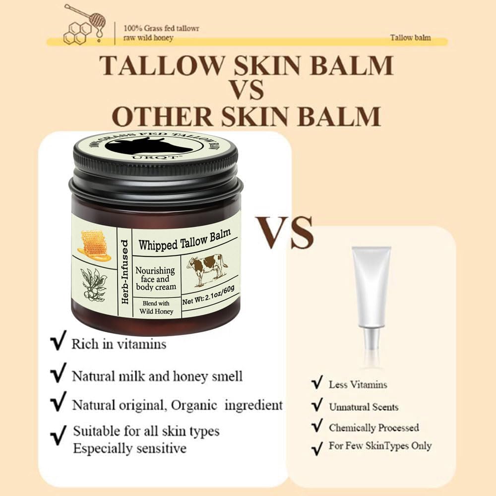 URQT tallow on bathroom counter lifestyle shot conveying daily routine use