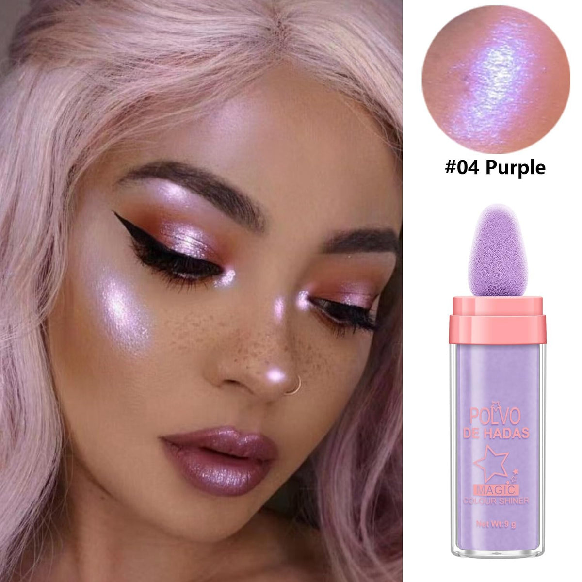 URQT on model at festival offering multi-area glitter shimmer