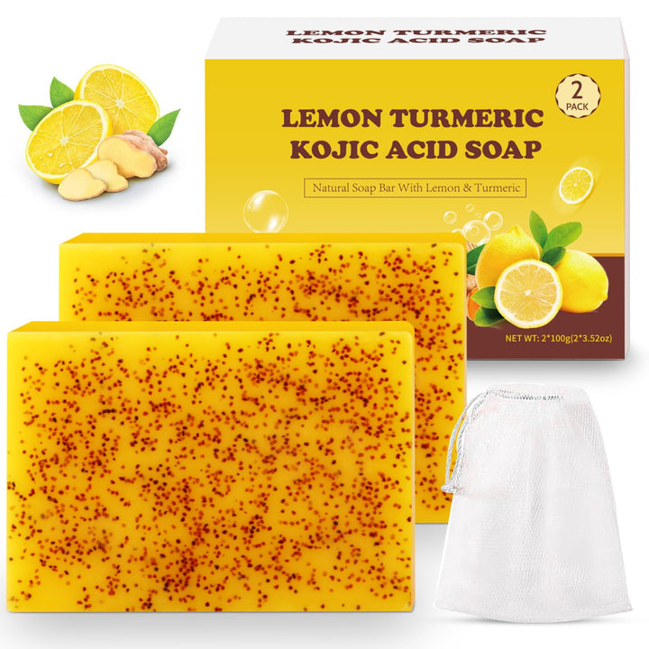 Urrznp front packaging showing lemon turmeric soap and benefits