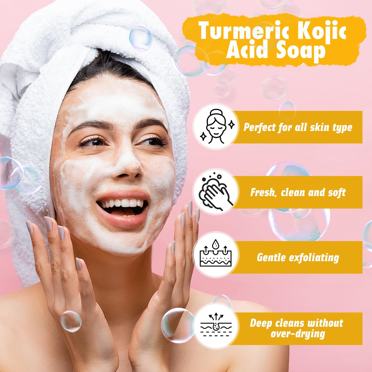 Urrznp close-up texture with turmeric specks highlighting gentle scrub