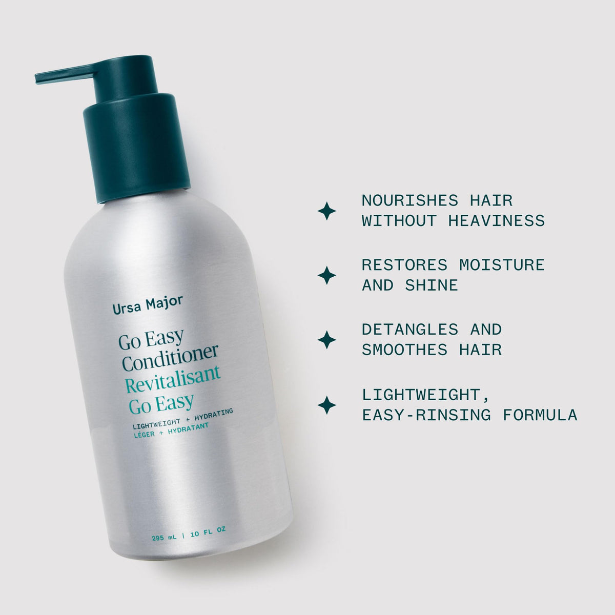 Ursa Major pump and label detail highlighting recyclable packaging benefit