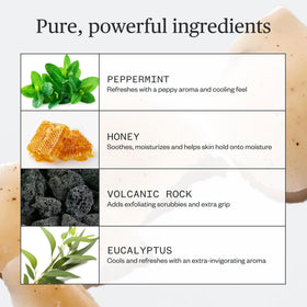 Ursa Major volcanic rock particles on soap highlighting exfoliation benefit