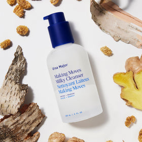 Ursa Major bottle on bathroom shelf conveying recyclable packaging benefit