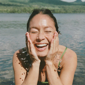 Ursa Major cleanser on palm demonstrating non-foaming texture benefit