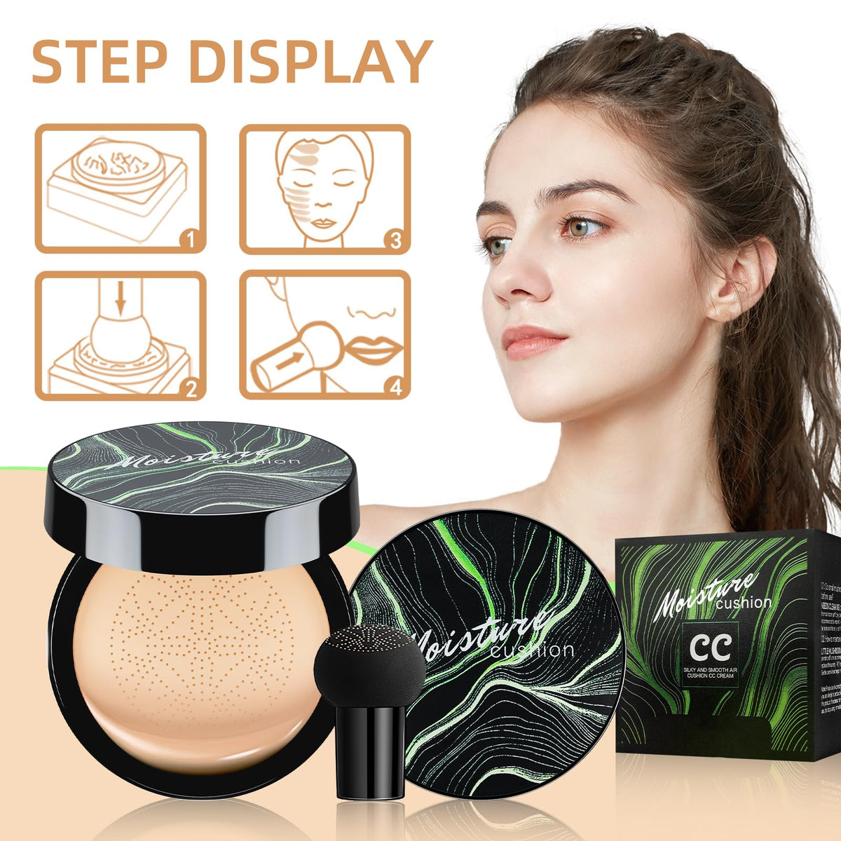 Ursoulney cushion inside a makeup bag in lifestyle scene for daily use