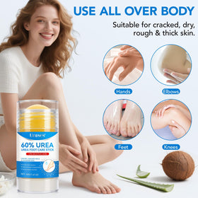 Uruses application on knee treating dry patch for visible softening benefit