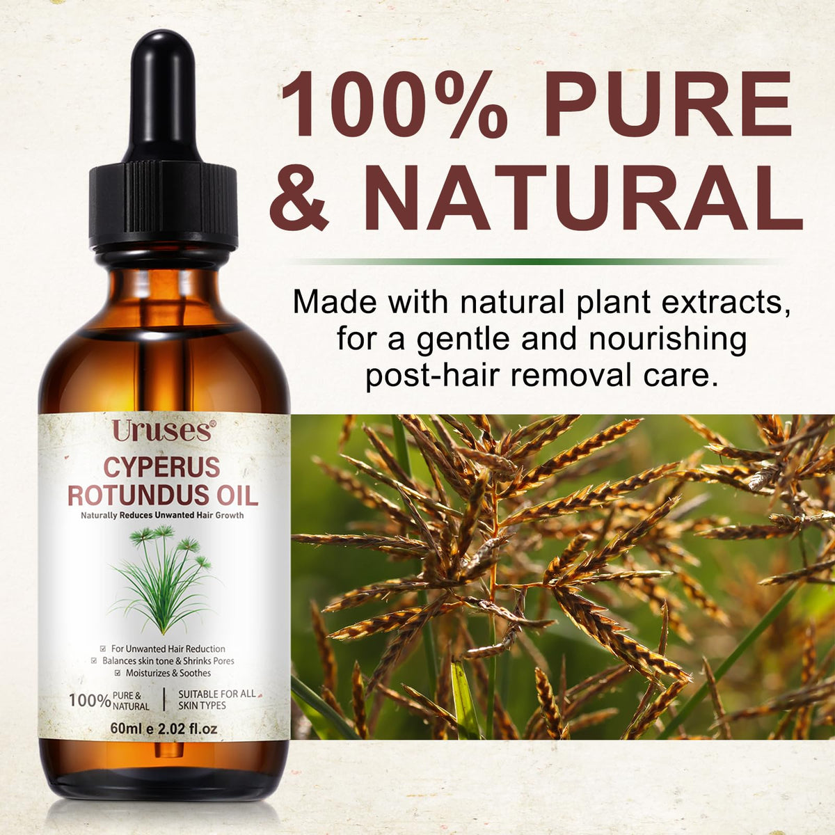 Uruses bottle close-up label highlights natural ingredient blend