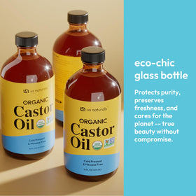 Us Naturals bottle in hand showing 16oz scale and long-lasting value benefit