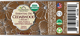 US Organic cedarwood label close-up highlighting USDA organic certification benefits
