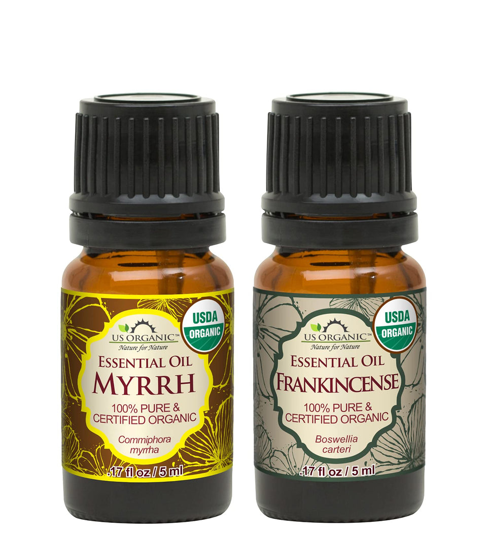 US Organic front packaging showing both bottles, communicates purity and organic certification