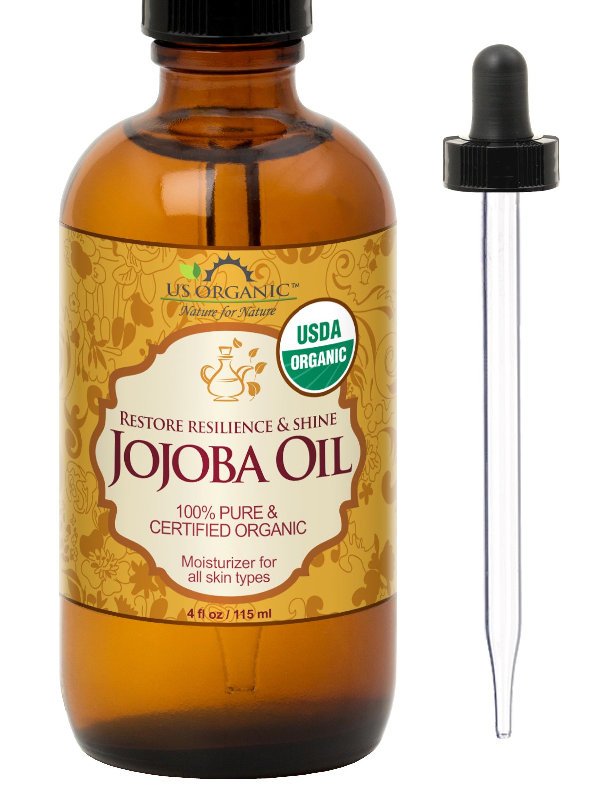 US Organic front bottle showing clean label and 4oz size benefit