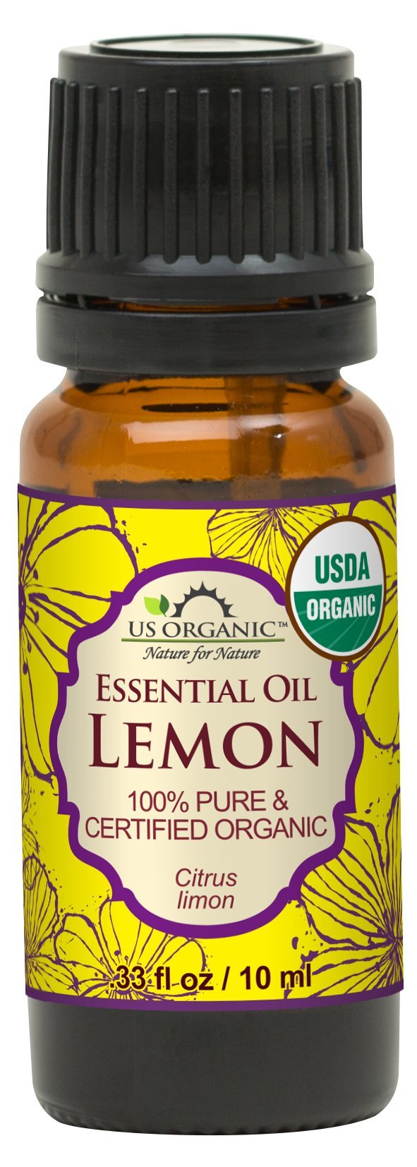 US Organic dropper dispensing a lemon oil drop for precise dilution benefits