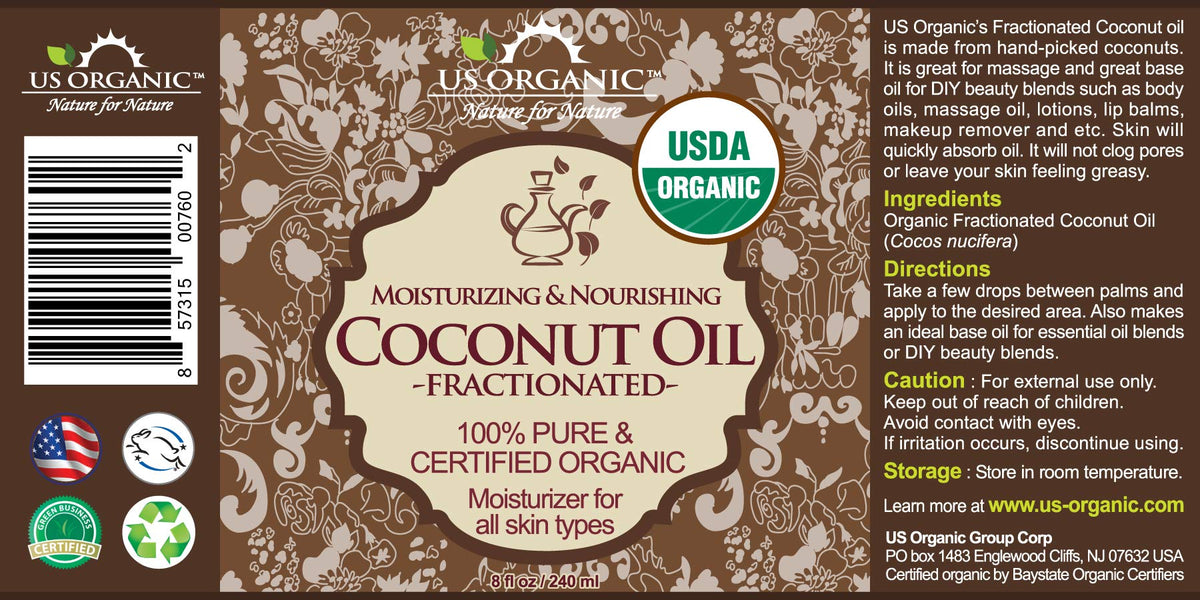 US Organic oil being poured from bottle illustrating easy dispensing benefit