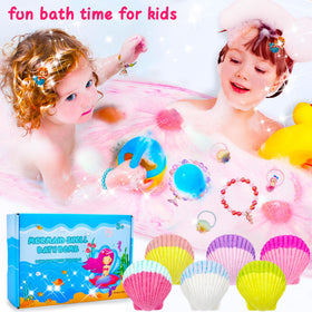 usand bomb fizzing in bathtub showing colored water and sensory play benefit