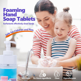 USKICH tablet dissolving inside foaming bottle, demonstrates quick refill convenience