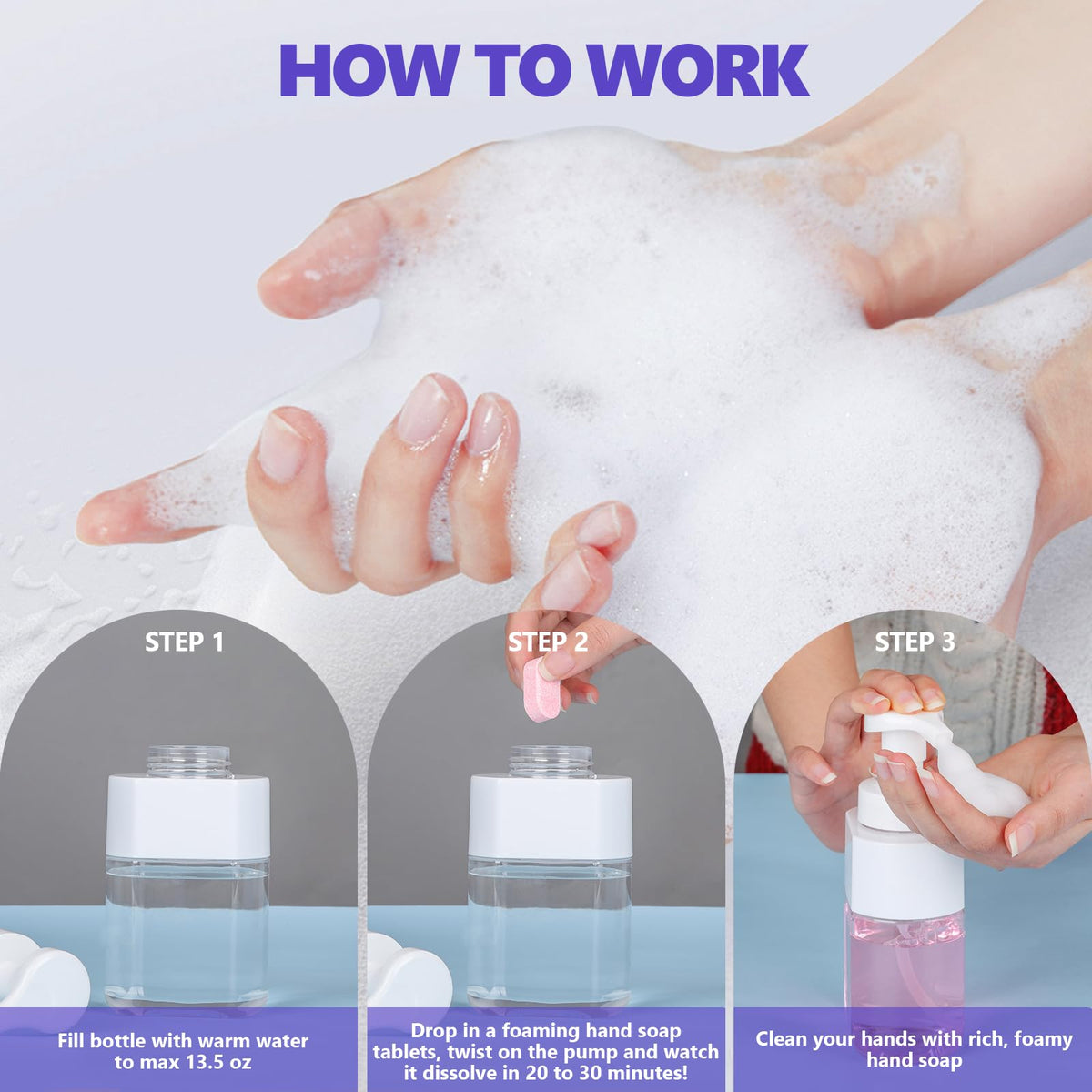 USKICH foaming dispenser producing dense foam, shows effective cleansing benefit