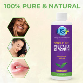 US+ bottle on bathroom counter demonstrating skincare use and convenience