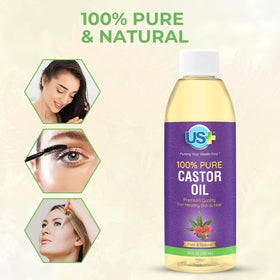 US+ castor oil texture close-up showing rich emollient quality