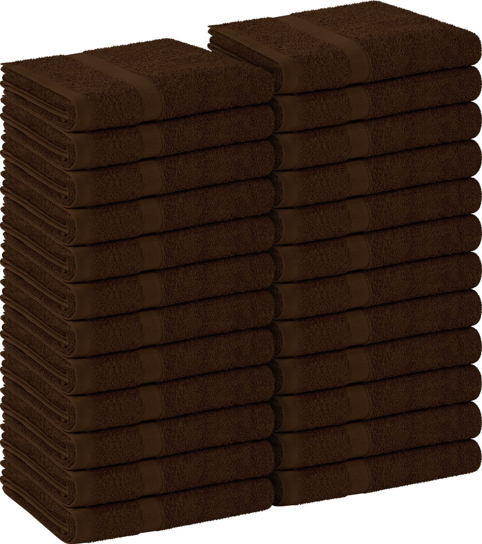 Utopia Towels front packaging showing 24-count pack and dark brown color benefit