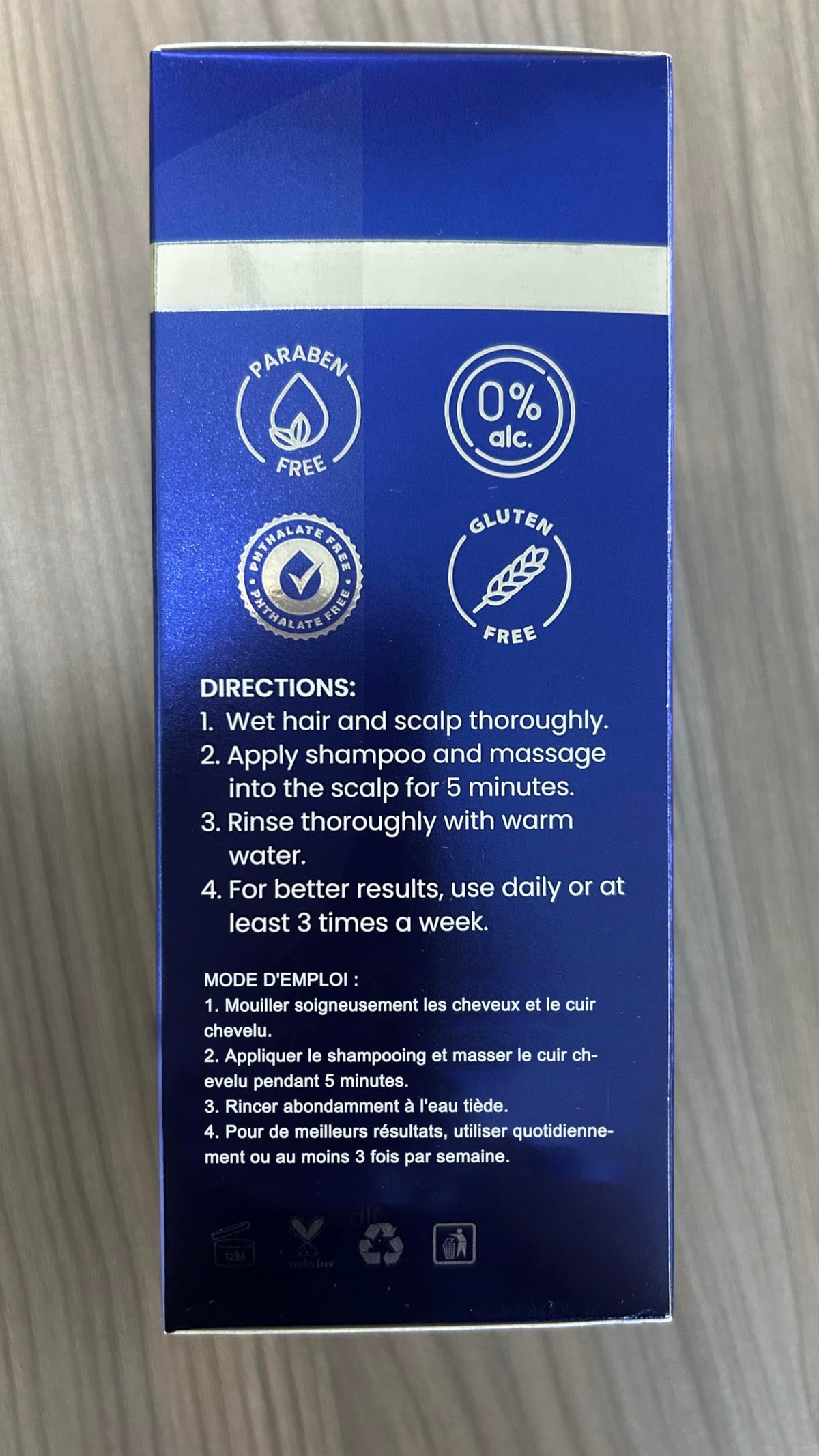 Back label of Uttse bottle showing directions and ingredient panel for informed use
