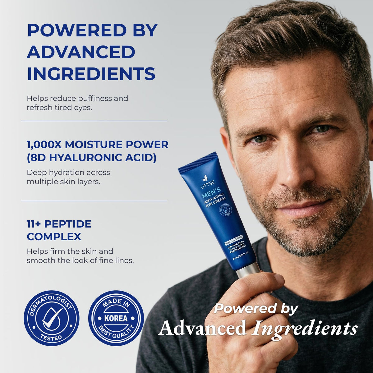 uttse ingredient panel highlighting retinol and peptides for anti-aging support