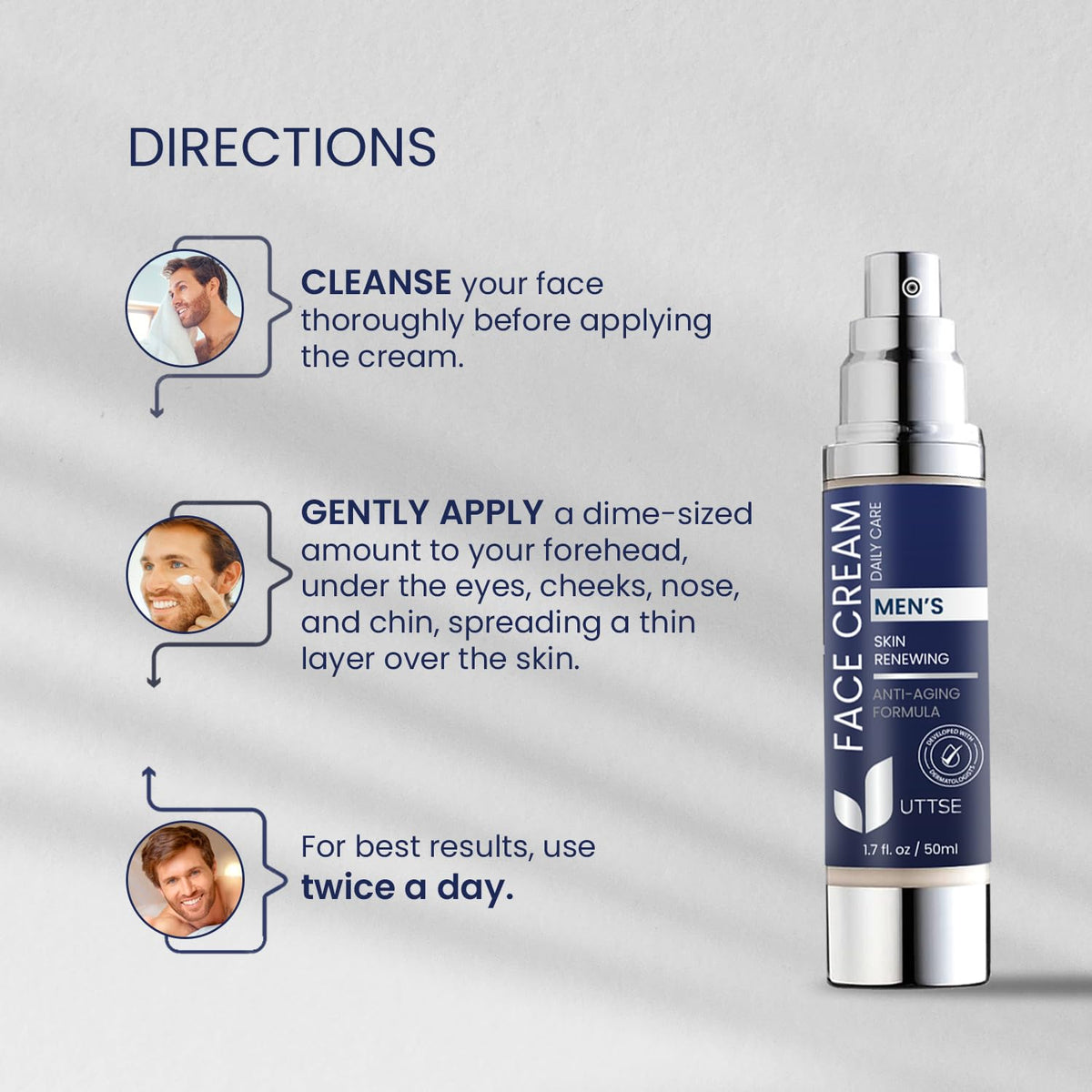 Uttse 6-in-1 face cream on bathroom counter in lifestyle scene promoting everyday use