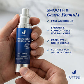Uttse lifestyle bathroom routine with jar near razor demonstrating post-shave soothing use